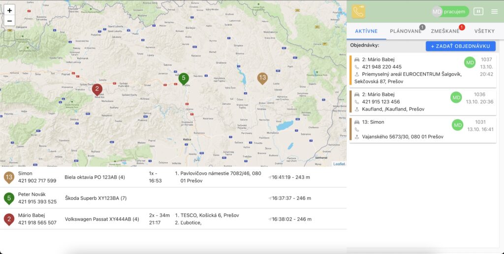 taxi dispecersky modul SENSET